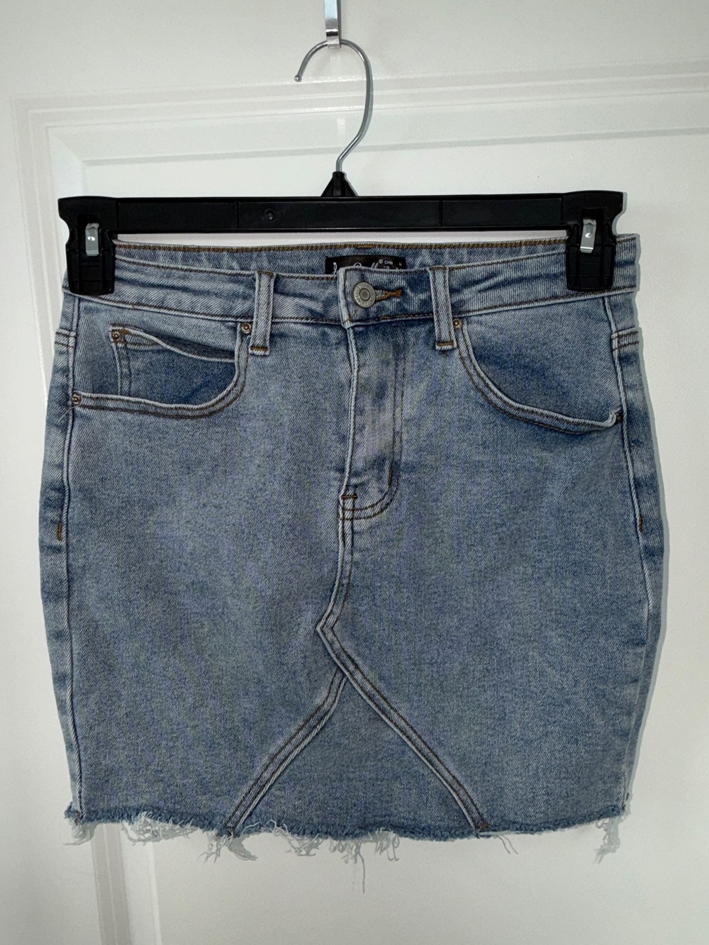 Just Quella Denim Mini Skirt in Light Blue - Classic Casual Style